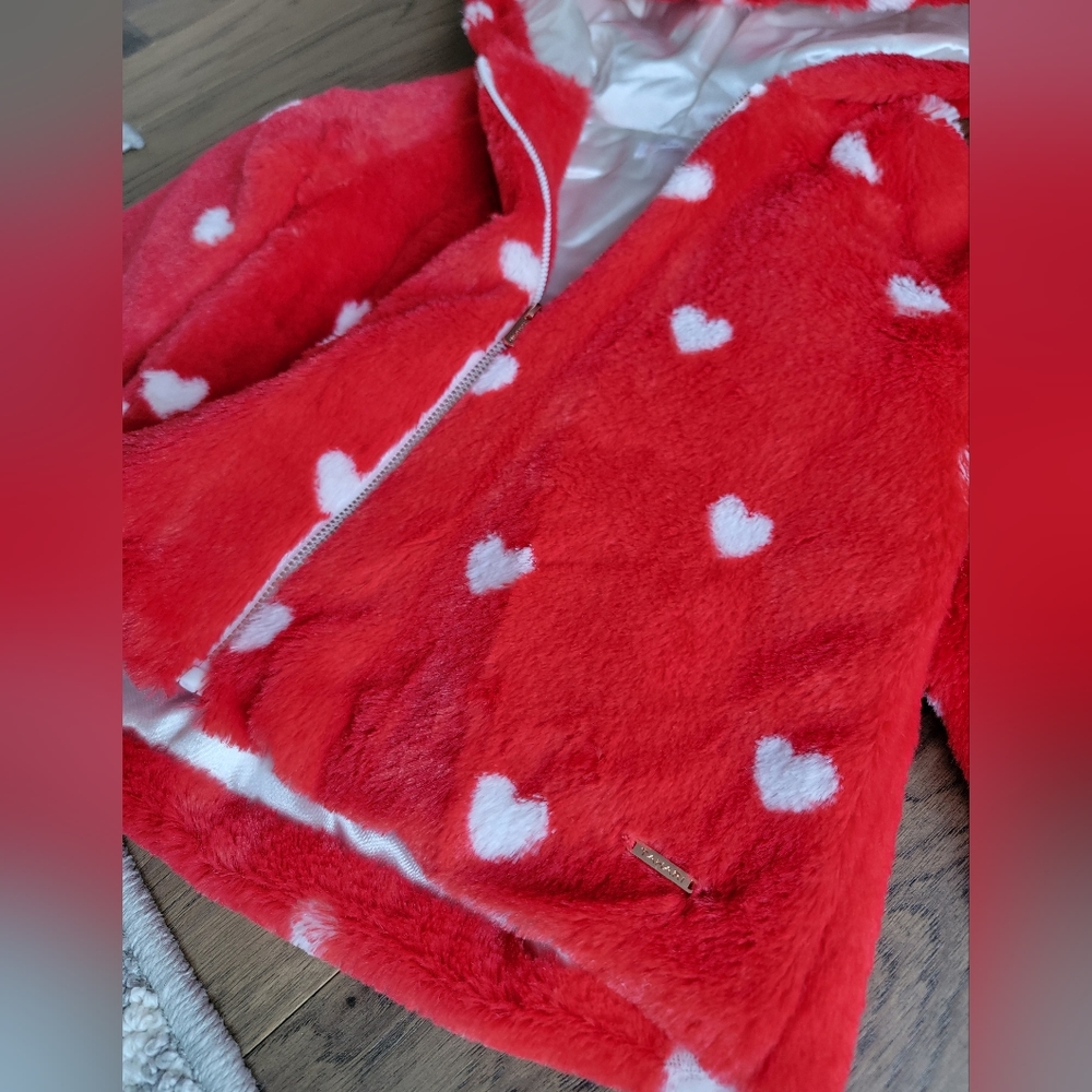 LAST 1! 🔥NEW! ❤️ Tahari GIRLS VALENTINE HEART PRINT FAUX FUR COAT & OUTFIT SET! - Picture 12 of 16